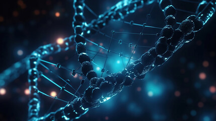 DNA helix and molecular structure. Science and technology concept with molecules background futuristic