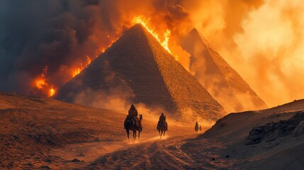 The End of the World Apocalyptic, destroyed Egypt, epic scene. Created with Generative AI.	

