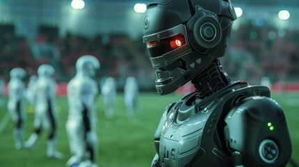 An AI-powered referee robot overseeing a sport match