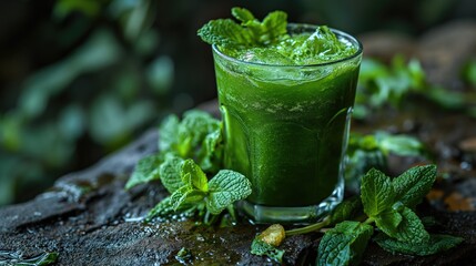 Fresh and healthy green smoothie. Created with Generative AI.