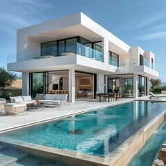 modern bright natural house also for holidays with pool
