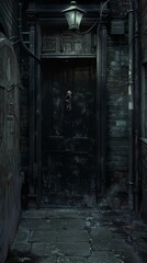 Fototapeta na wymiar Mysterious alleyway door, hinting at secrets hidden beyond, in a moody, noir-inspired setting