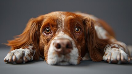 Senior Brittany Spaniel Dog Laying, Desktop Wallpaper Backgrounds, Background HD For Designer