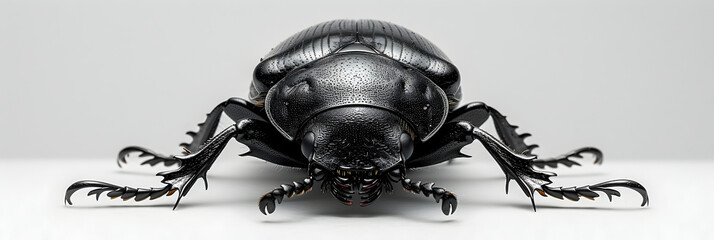 black and white beetle,
Close-up of upside-down beetle over white background - obrazy, fototapety, plakaty
