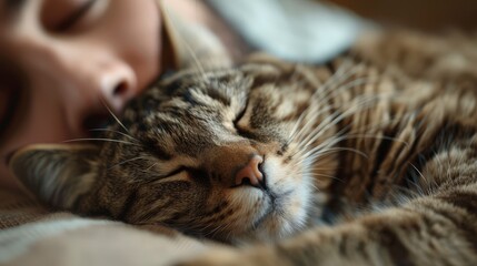 Tabby Cat Sleeps Against Face Man, Desktop Wallpaper Backgrounds, Background HD For Designer