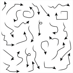  Collection hand drawn arrows. Set simple arrows isolated on white background. Arrow mark icons. Arrow paint - stock vector 3 4 4