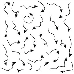  Collection hand drawn arrows. Set simple arrows isolated on white background. Arrow mark icons. Arrow paint - stock vector 5 4 5