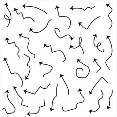  Collection hand drawn arrows. Set simple arrows isolated on white background. Arrow mark icons. Arrow paint - stock vector 3 4 0