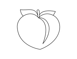 peach outline for coloring book template, peach for kids illustration worksheet printable