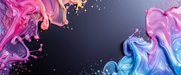 Group of Different Colored Paint on Black Background