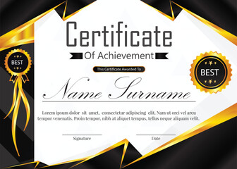 certificate new professional black and golden color with  design template