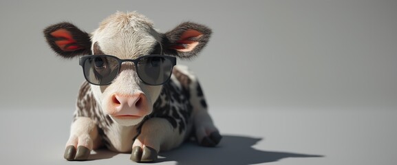 Cow with Sunglasses. Created with generative AI.
