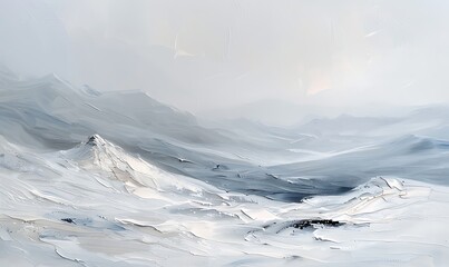 White Mountain peak cover with snow vertical landscape, wall art painting for decoration and wallpaper 