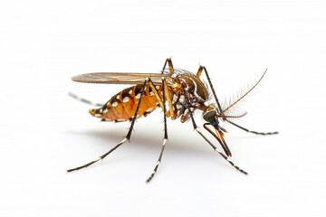 Naklejka premium Anopheles mosquito on white background and copy space for text 