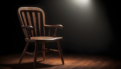Fototapeta na wymiar Chair isolated in a dark background, spotlight over on it