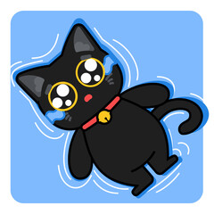 Black cat crying emoticon sticker
