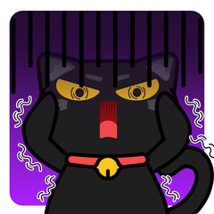 Black cat panic emoticon sticker