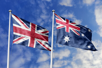 3D illustration, United Kingdom and Australia alliance and meeting, cooperation of states.