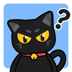 Black cat confused emoticon sticker
