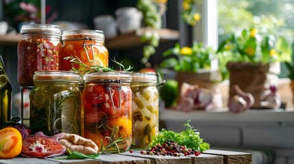 Eco-Friendly Food Preservation with Mason Jars, To inspire and educate viewers about the rewards and benefits of eco-friendly food preservation and - obrazy, fototapety, plakaty