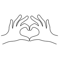 heart hands with minimal line art svg