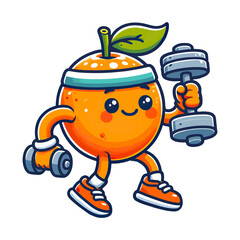 cartoon icon character cute apple fitness weightlifting