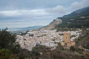 Fototapeta na wymiar Views of the Castle of the Yedra and the city of Cazorla, in the province of Jaen, Andalusia, Spain.