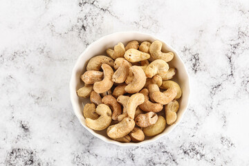 Cashew nuts heap in the bowl