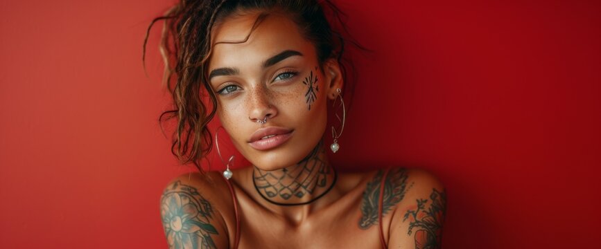 Woman With Tattoos Posing for a Picture