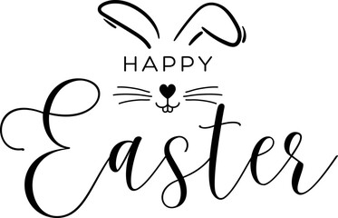 Happy Easter Hand drawn lettering phrase isolated on white background.	