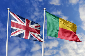 3D illustration, United Kingdom and Benin alliance and meeting, cooperation of states.