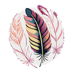 Entangle hand drawn stylized feathers