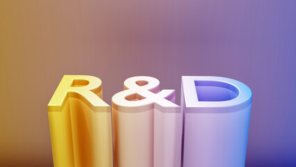 Text Acronym R&D - Research and Development
  on gradient background