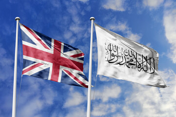 3D illustration, United Kingdom and Afghanistan (Islamic Emirate of Afghanistan) alliance and...