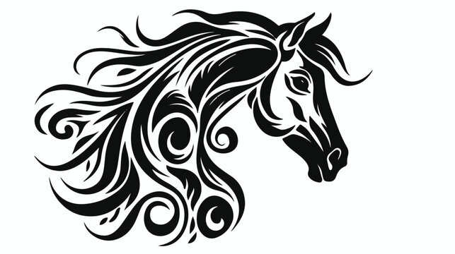 Abstract portrait of horse vector illustration in black