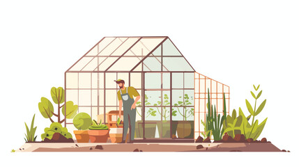 Agriculture nature at farm greenhouse vector illustration