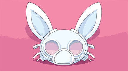 Cartoon white bunny ears and disposable face mask design