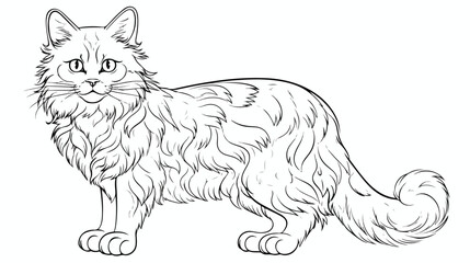 Cat coloring page isolated on white background.