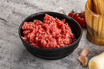 Minced beef meat in the bowl