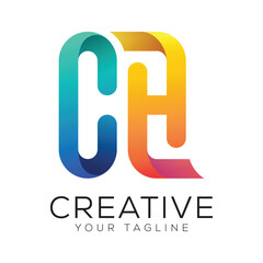 letter ch gradient colorful logo template 