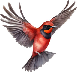 Fototapeta premium Watercolor painting of crimson chat bird.