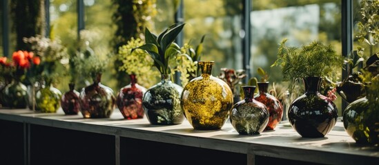 vases for displaying plants in a flower shop