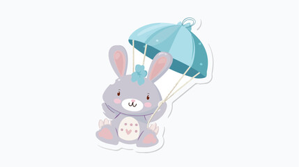 Beautiful sticker with rabbit. Cute bunnyying with