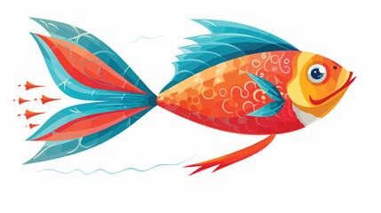 Big fish shapeying paper kite. vector illustration
