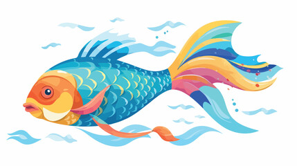 Big fish shapeying paper kite. vector illustration