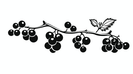 Black silhouette contour of currant berry hanging on