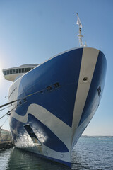 Modern mega cruiseship cruise ship liner Royal or Regal docked at terminal in port San Diego,...