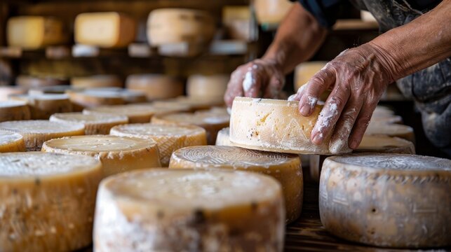 Salting: Throughout the aging period, the cheese wheels are periodically hand-salted to further enhance flavor developmen