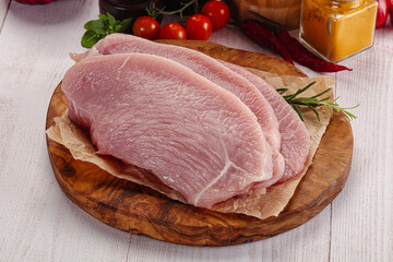 Raw uncooked turkey fillet steak