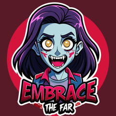 Tshirt sticker of a Embrace the fear with our chilling Attitude Horror Girl sticker